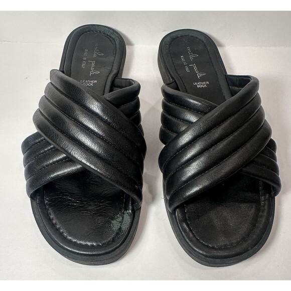 Mila Paoli | Shoes | Mila Paoli Black Leather Criss Cross Slide Sandals ...